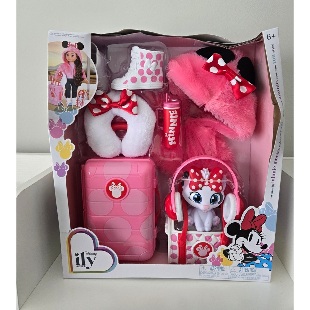 Disney ily 4EVER Minnie Mouse 11 in Doll Travel Outfit Coat/Shoes Suitcase 7pc